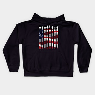 Fighter Jet Airplane USA Flag 4th Of July Patriotic Kids Hoodie